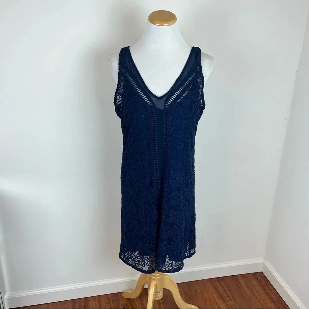 Abercrombie & Fitch Lace Shift Dress Navy Blue Size M B8